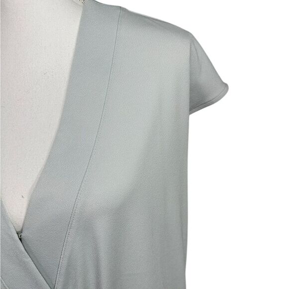 Banana Republic Factory Top Crepe Fabric Faux Wrap Banded Hem Gray Size L - Picture 3 of 9
